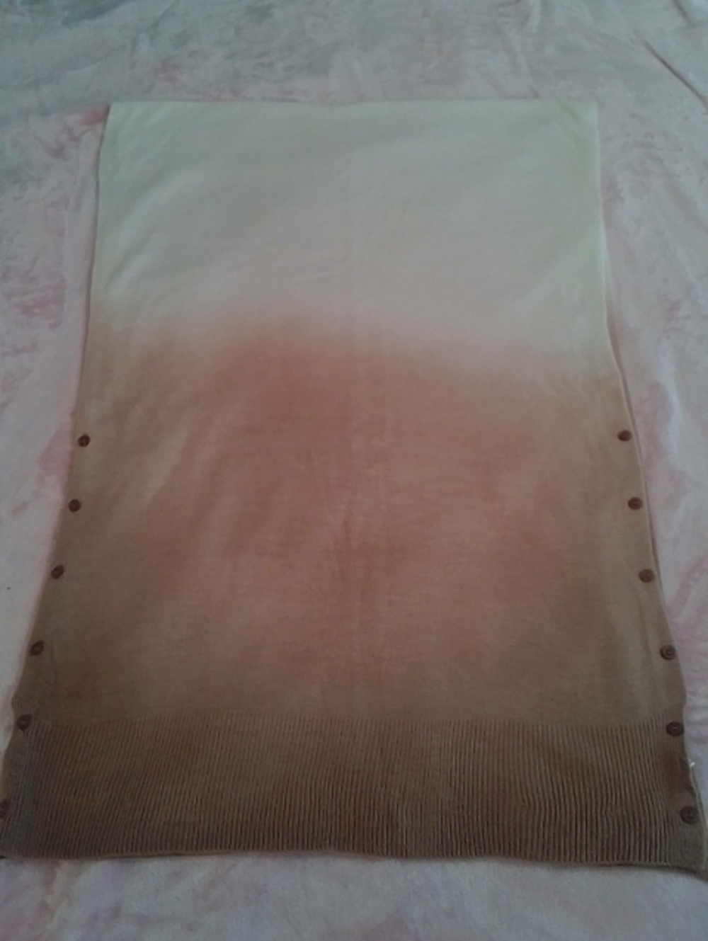 Women’s Ombre Button-Side Sweater/Scarf - Cream to Brown